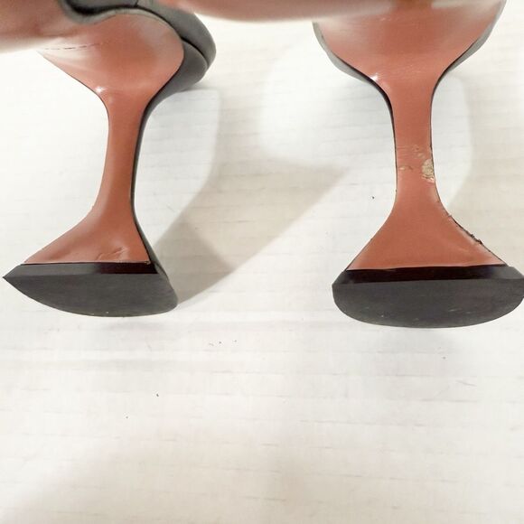 Amina Muaddi Women’s Lupita Leather Black Luxury Slipper Mule Sandal Size 11 - Picture 8 of 11